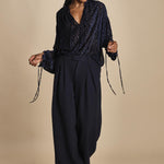 ANASTASIA camicia velluto devoré ANASTASIA DARK BLUE massimo alba 