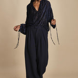 ANASTASIA camicia velluto devoré ANASTASIA DARK BLUE massimo alba 