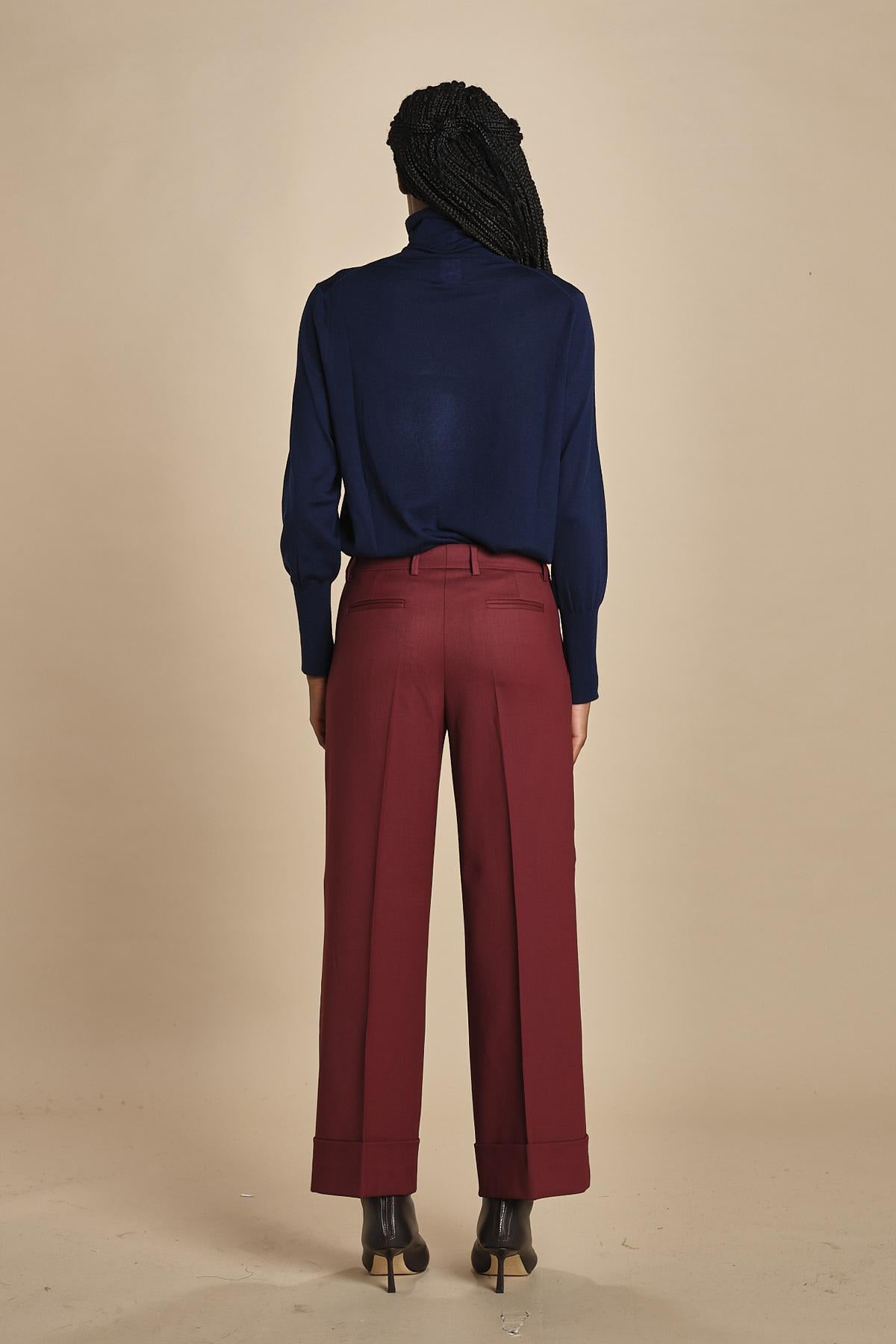pantalone cropped con risvolto in gabardina MELODIA 652339 164 quelledue 