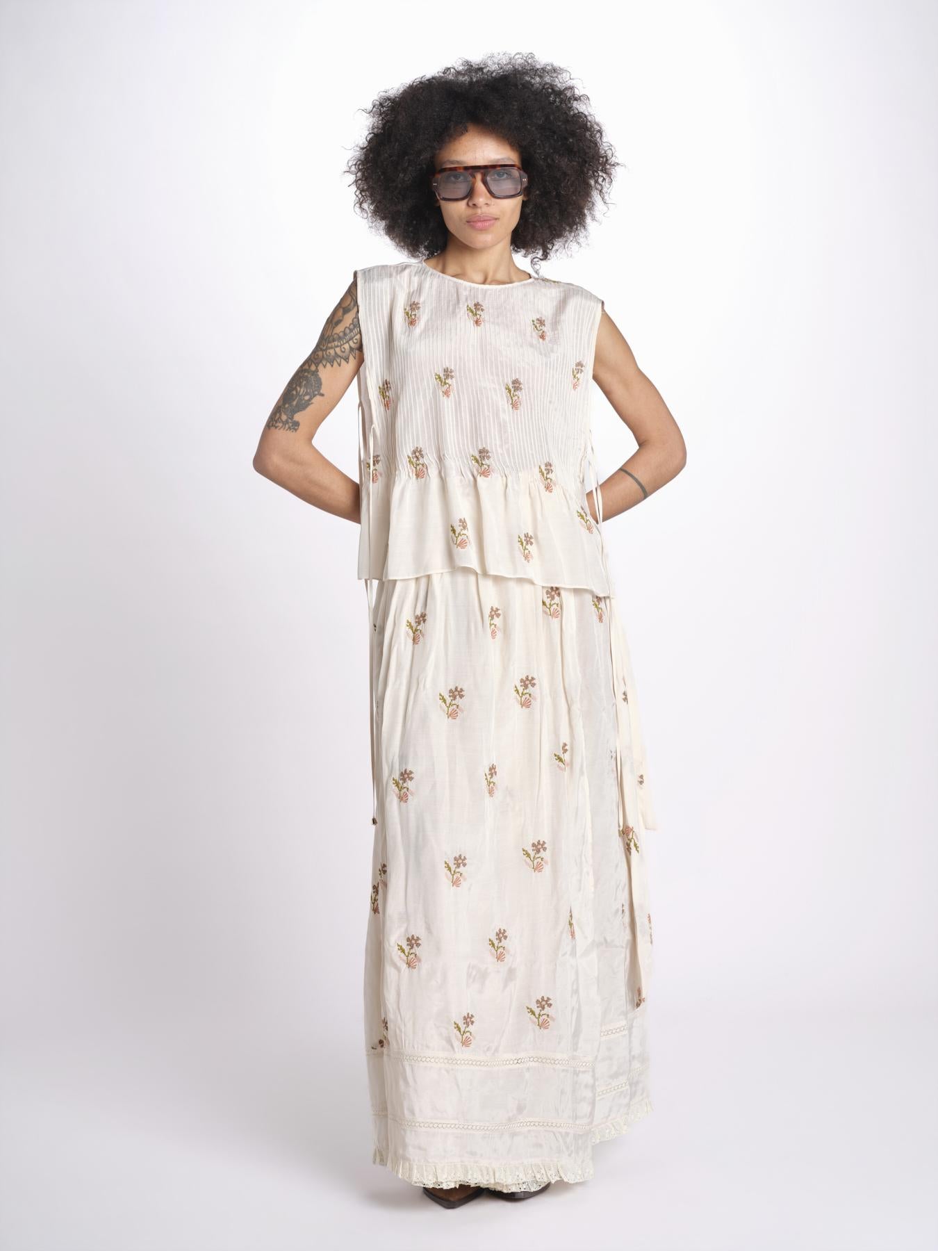 top con ricamo fiorellini e nervature SOFIA LVSSS2026208 BEIGE lug von siga 