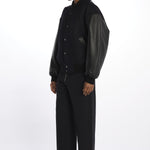 Bomber panno con maniche in pelle ALPH753 DARKESTNAVY studio nicholson 