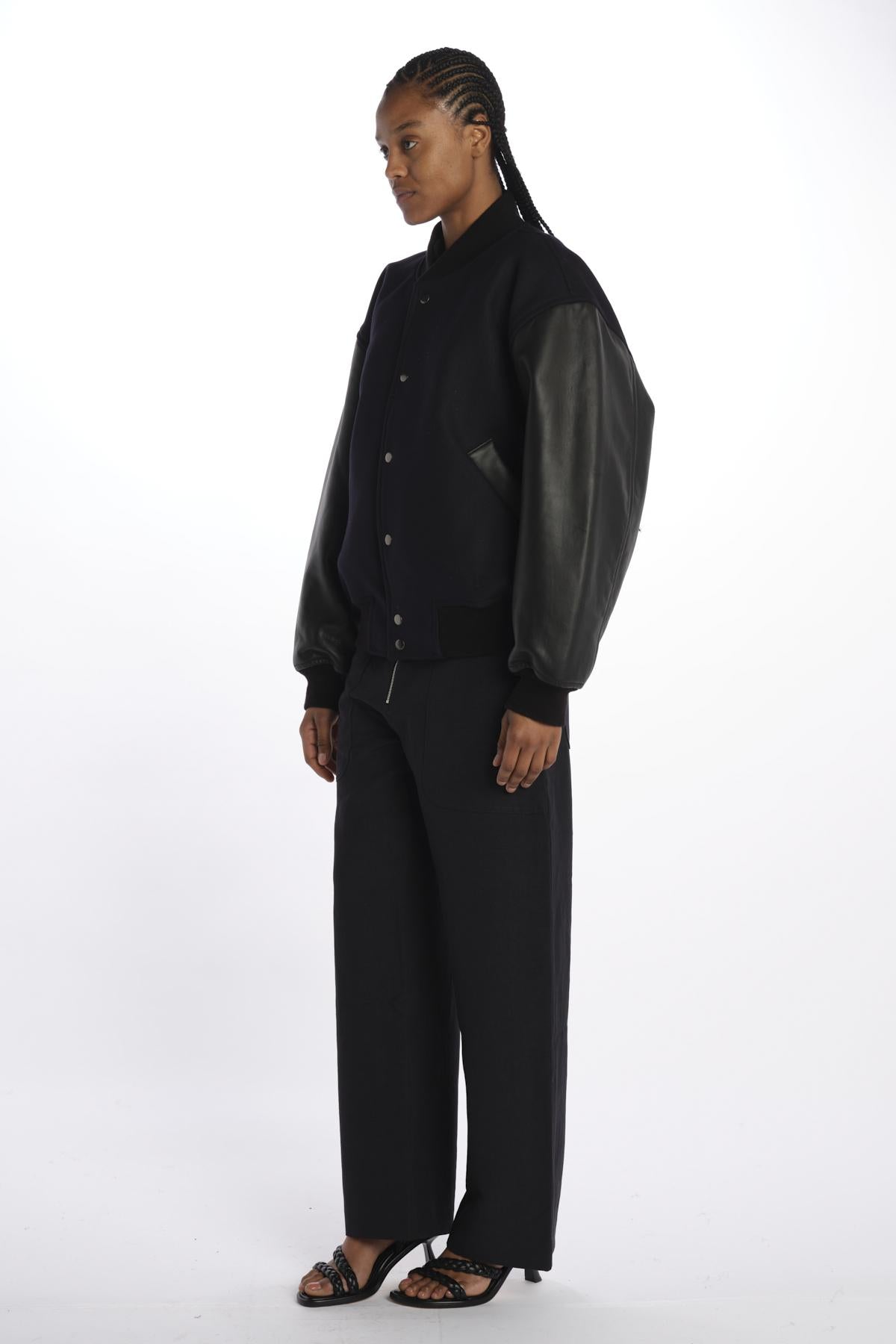 Bomber panno con maniche in pelle ALPH753 DARKESTNAVY studio nicholson 