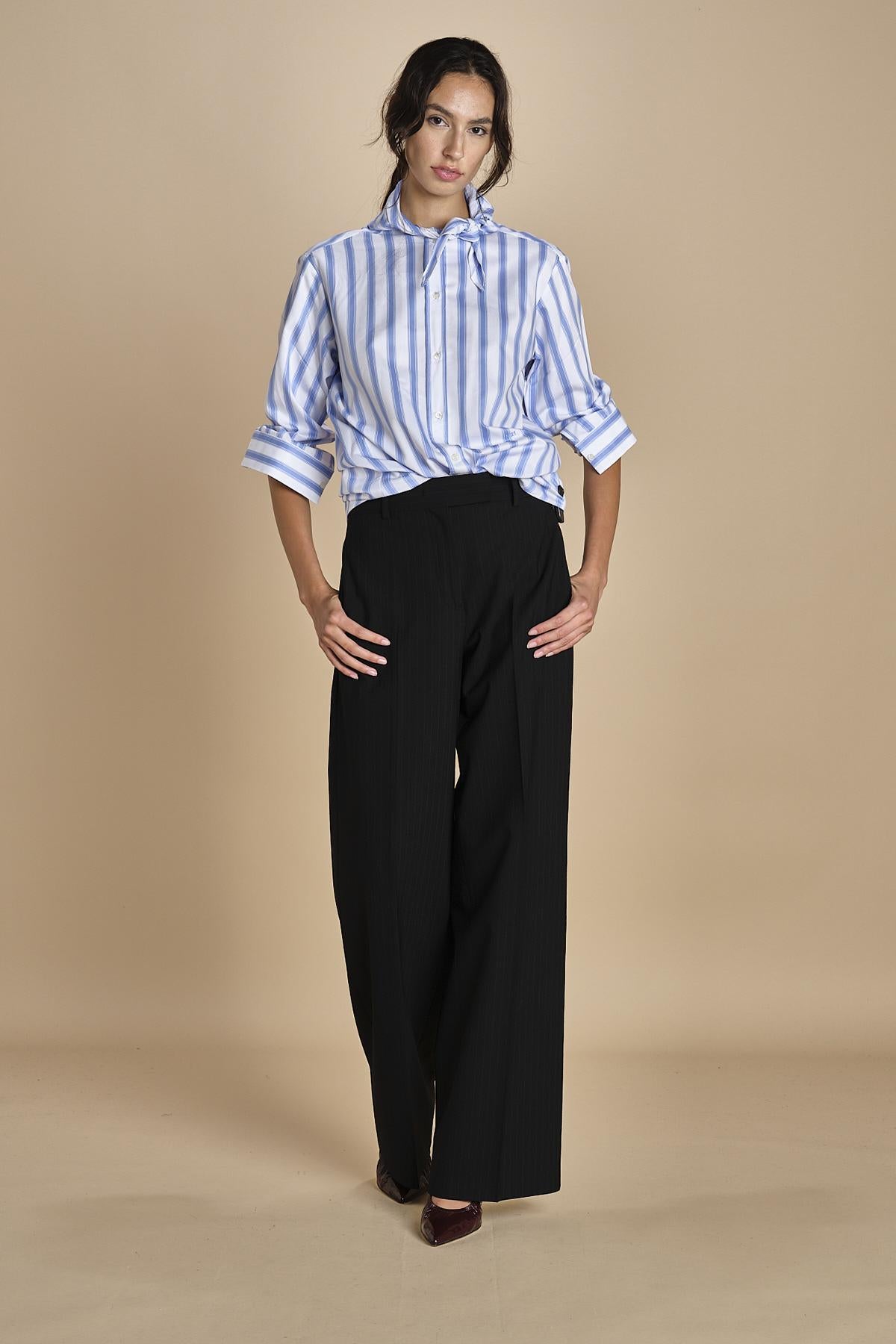 camicia girocollo a righe con bandana G0315249 R1D1 n21 
