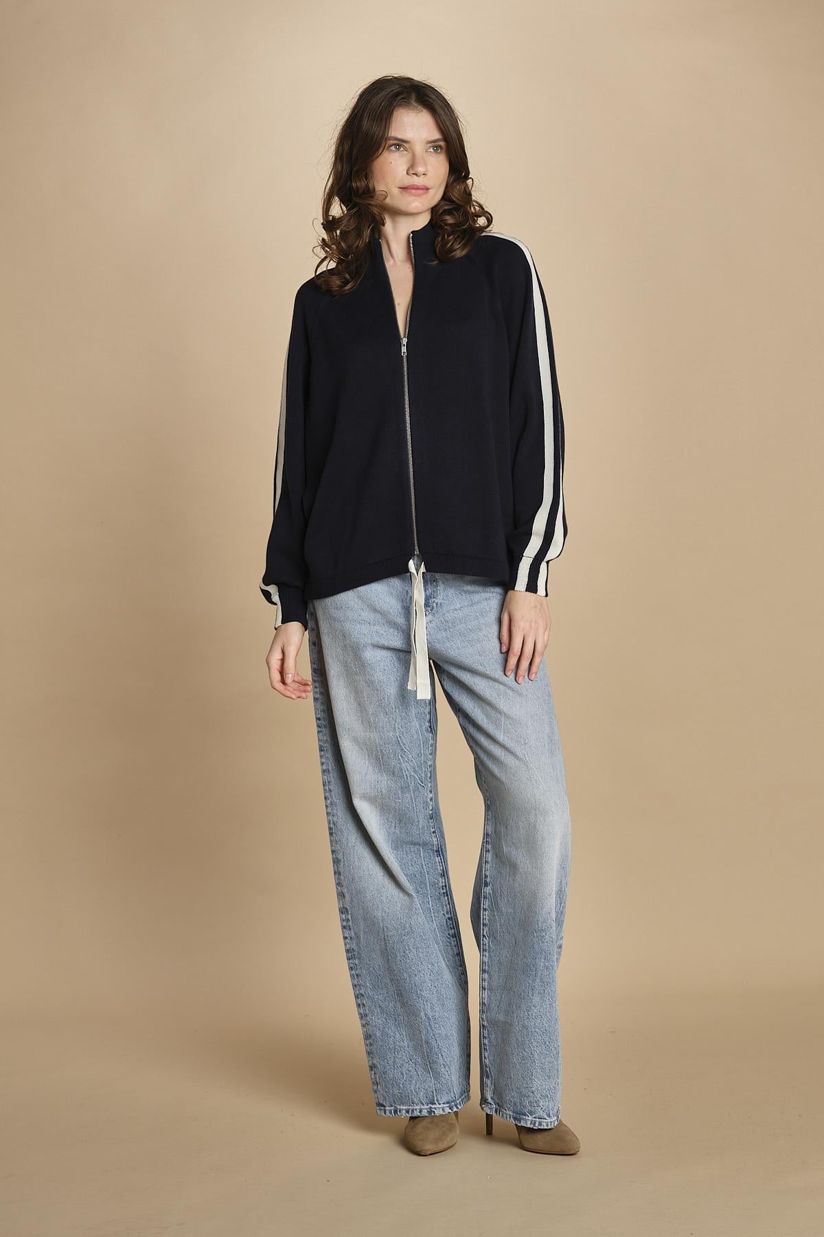 maglia bande con zip ANGIX NAVY bellerose 