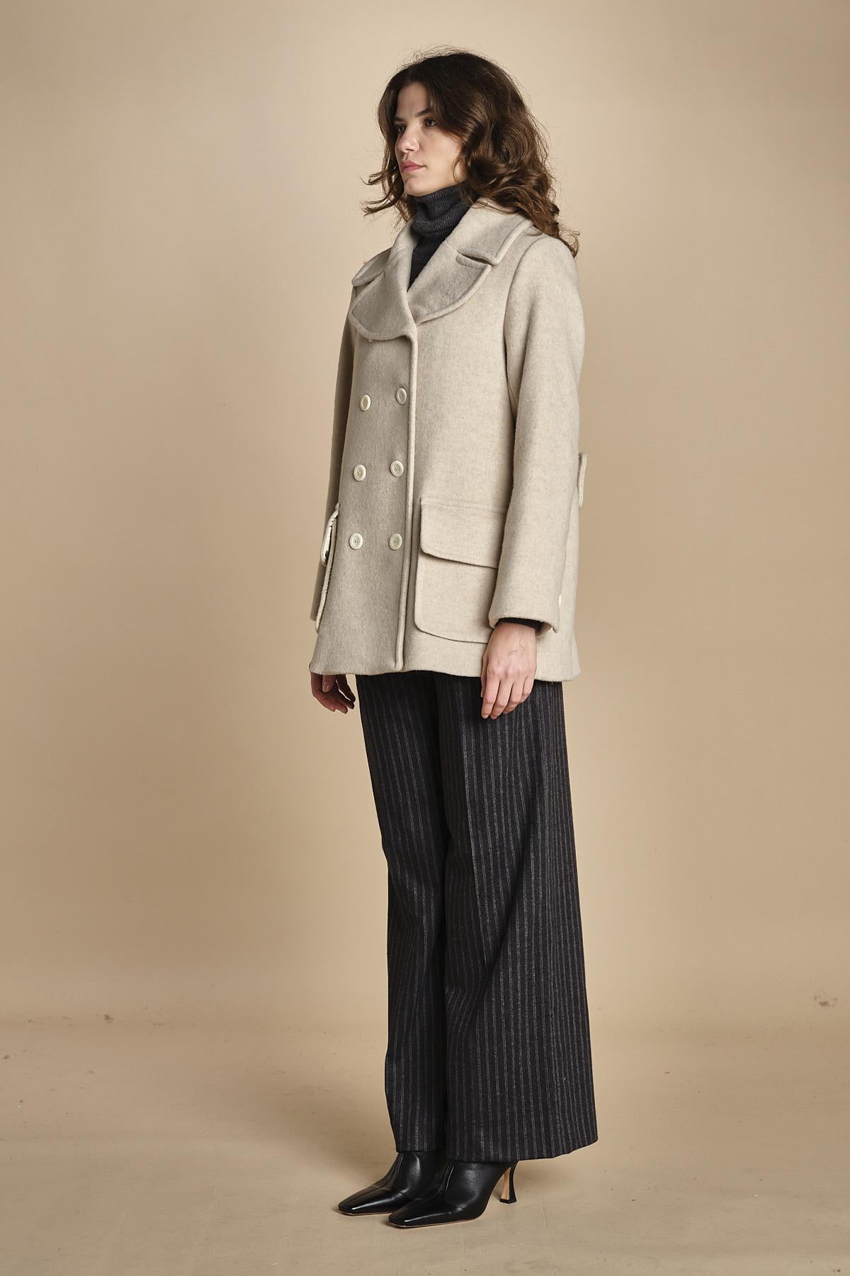 peacoau doppiopetto 15M005WO024 P120 CREAM ines de la fressange 