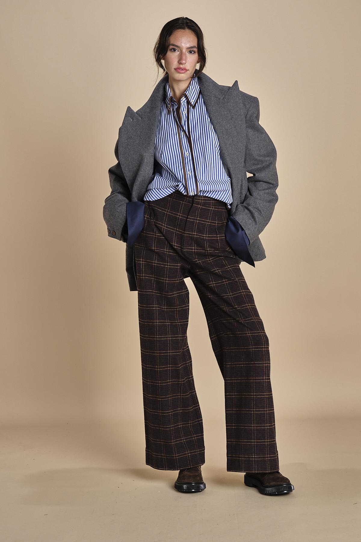 blazer doppiopetto over in flanella OLLY  MJD503_A60003 1002 MEDIUM GREY FLANEL jejia 