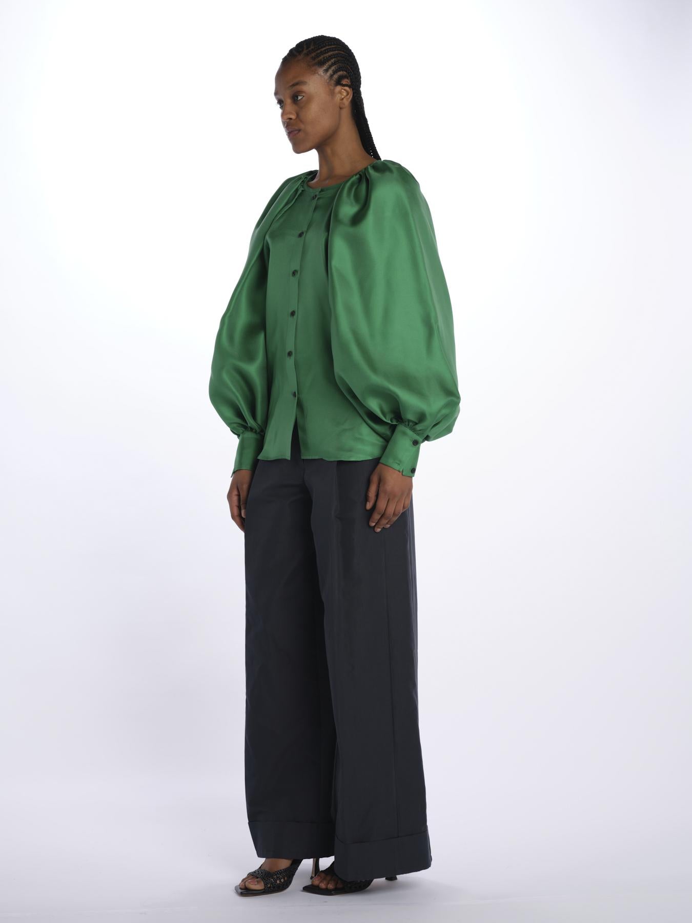 Camicia manica bottoni E20FT09 EMERALDGREEN martin grant 