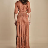 abito lungo in raso manica corta CYLMA PRALINE ba&sh 