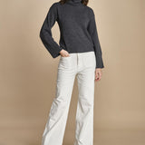 pantalone a zampa con taschine FAUVE WX WHITE fam 