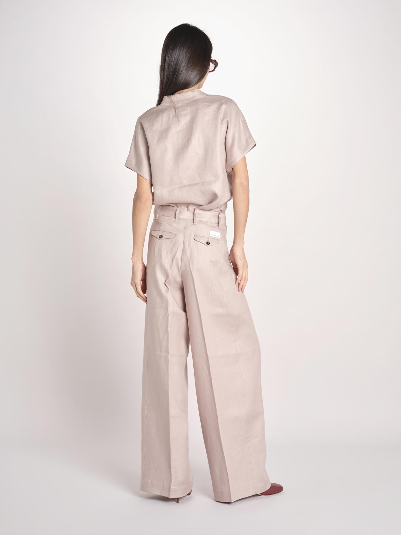pantalone in lino con pinces PETRA PE98 ANTICO nine in the morning 