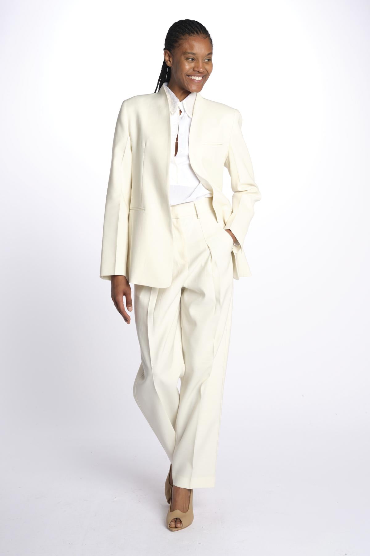 Pantaloni con pences 142706 IVORY lvir 