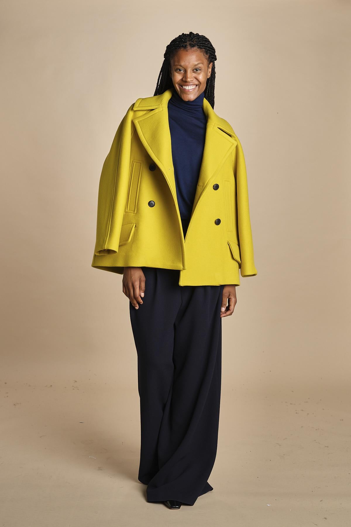 pantalone con pinces in lana NINA PLEAT CA1398 NAVY berwich 