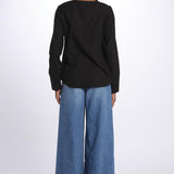 Camicia ricamo centrale BE24329 BLACKDARKBROWN milaura 