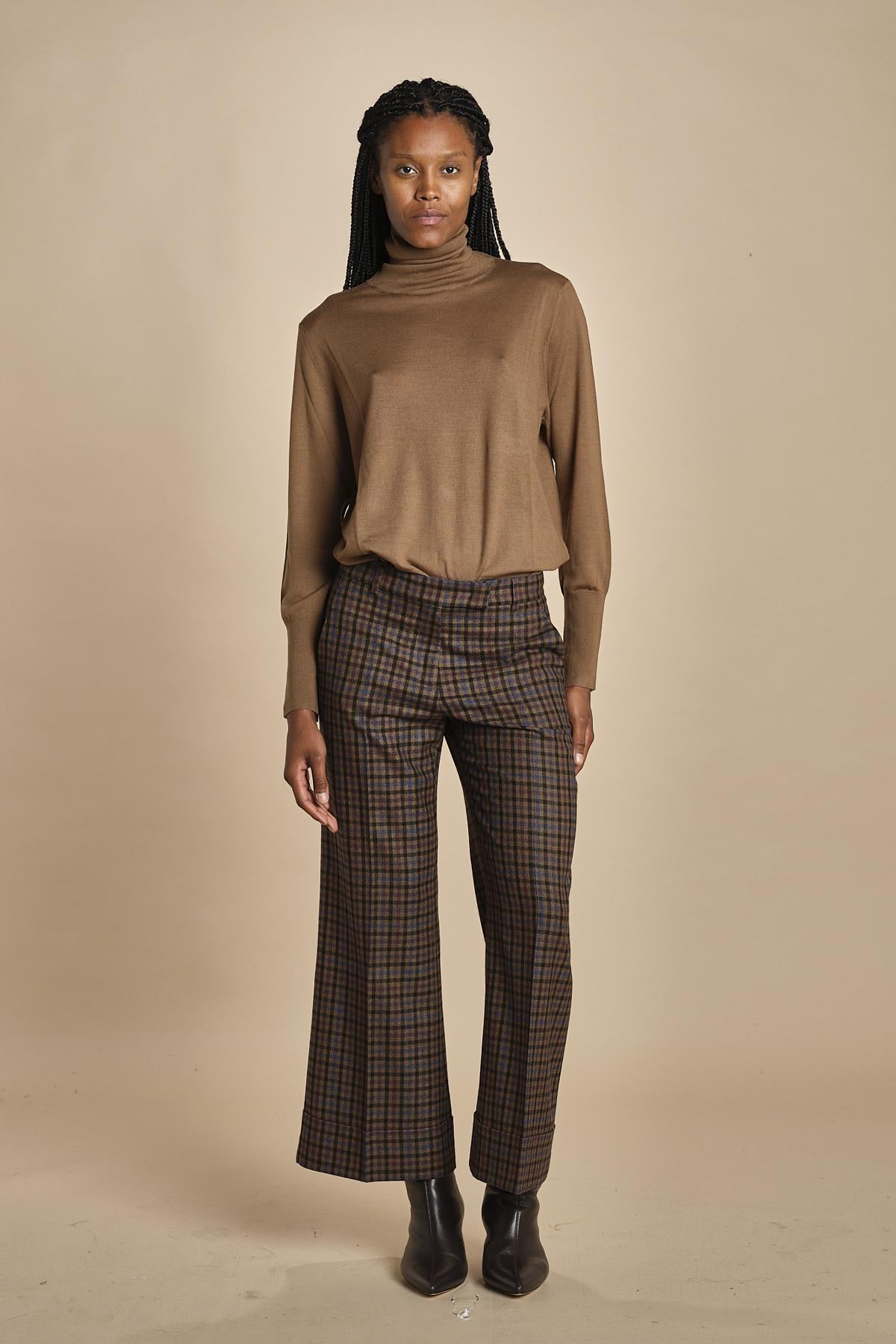 pantalone cropped a quadretti con risvolto MELODIA 65220925 26 quelledue 