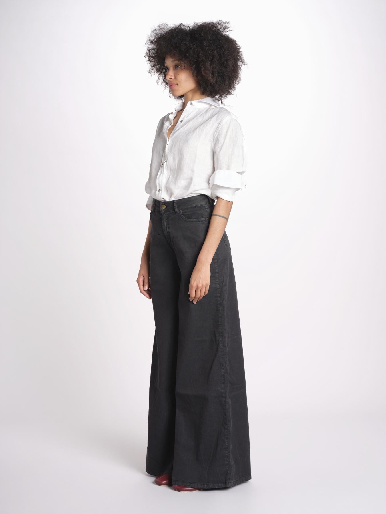pantalone 4 tasche in misto lino SERENA XML01 099 NERO ps don't forget me 