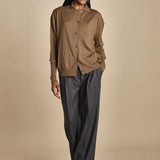 camicia over in lana merino MIL LAU20 E18106 TABACCO milaura 