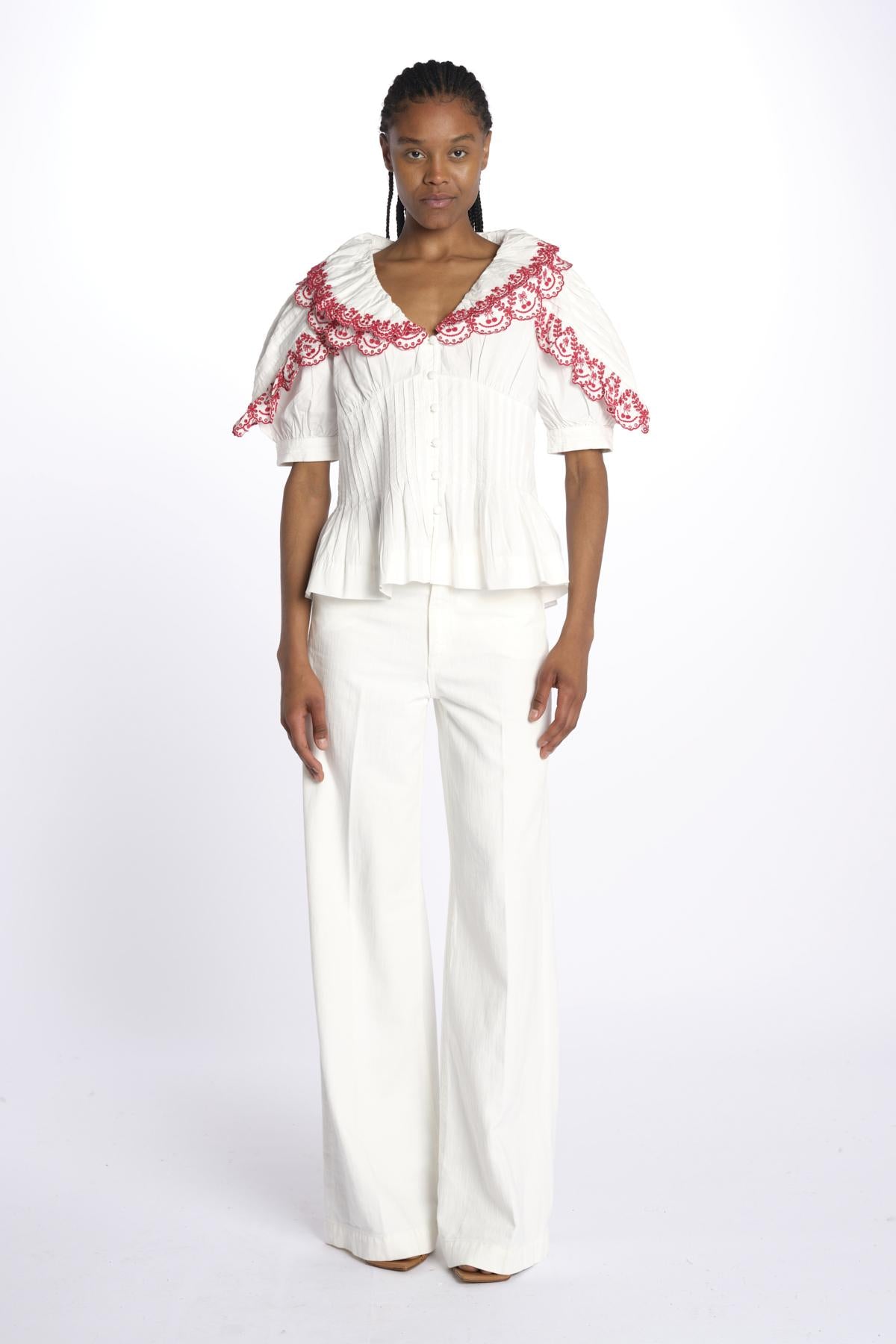 Camicia CAROLINE collo + ricamo DM 1213 WHITE damson madder 