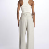 2310 pantaloni wide leg  con cintura spigato 2310 SILVER GREY dusan 