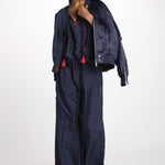 PALAZZO pantaloni in seta  by milaura. BE24252PANT NAVY benaras soleil 