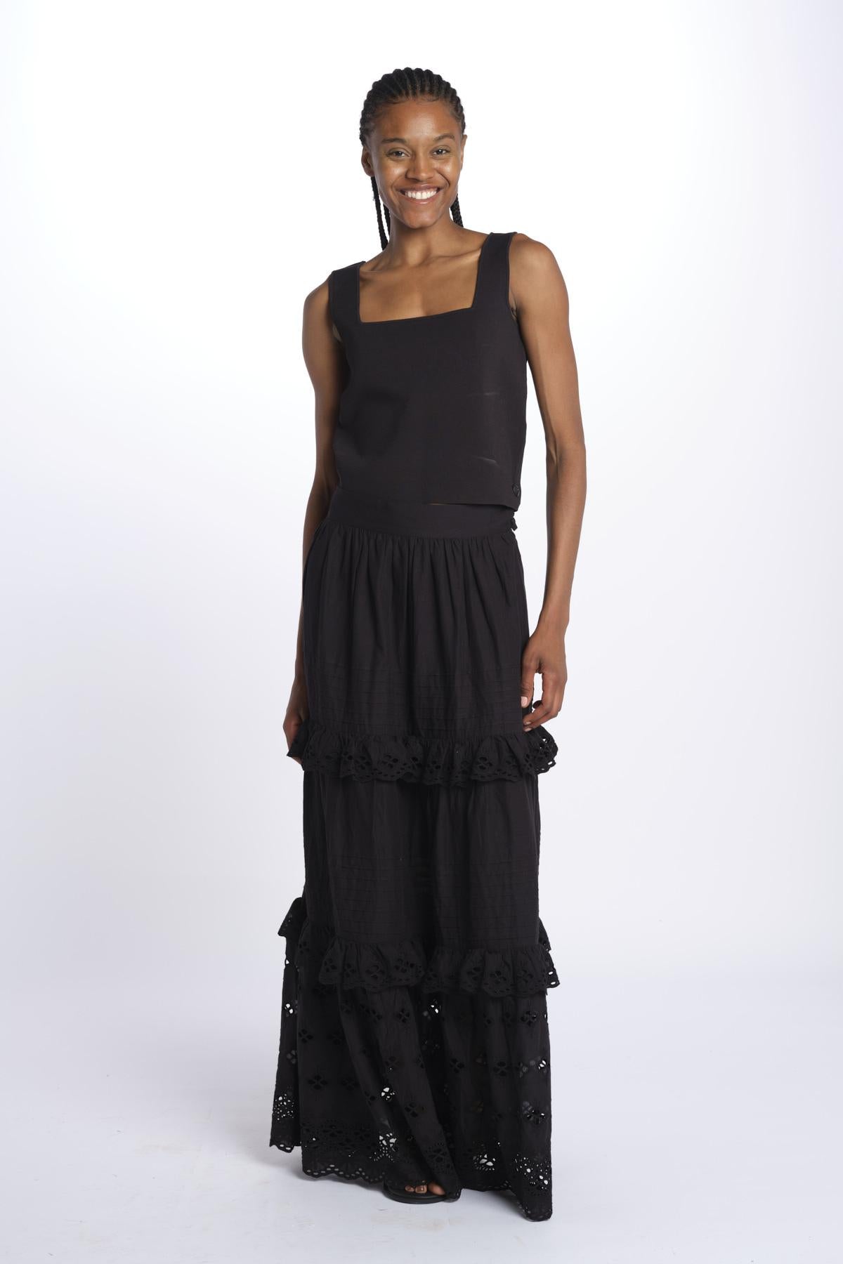 Gonna VIVIAN lunga sangallo VIVIAN1SKI BLACK antik batik 