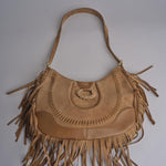 tracolla in camoscio con frange VIVIENNE SUEDE AB07 TABACCO via mail bag 