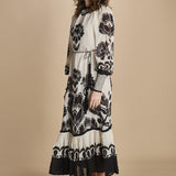 abito lungo con stampa a fiori FLORA ARABESQUE 339998 CREAM farm rio 