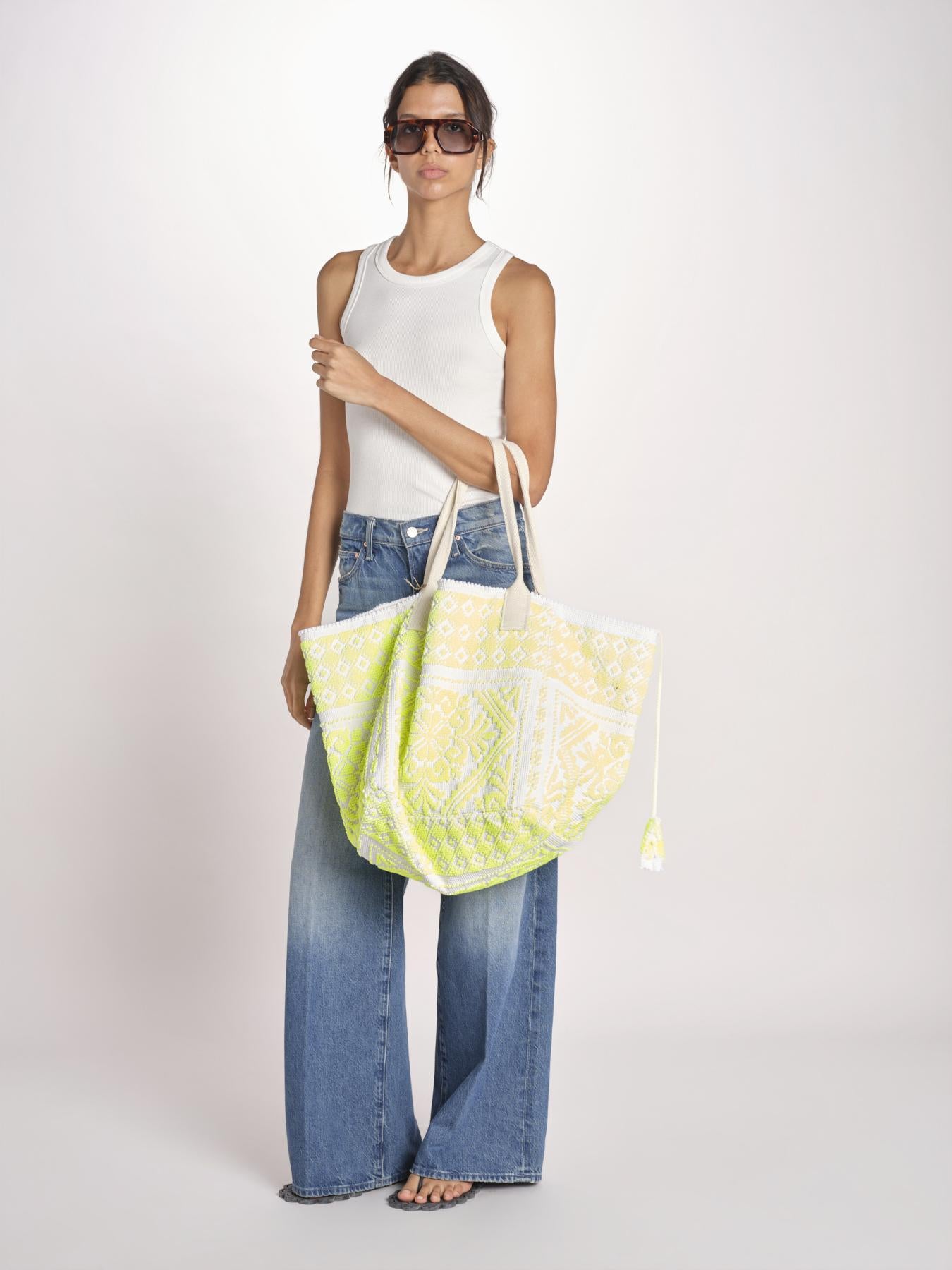 shopping quadrata dipinta a mano SHQM.26E18 Y YELLOW FLUO le daf 