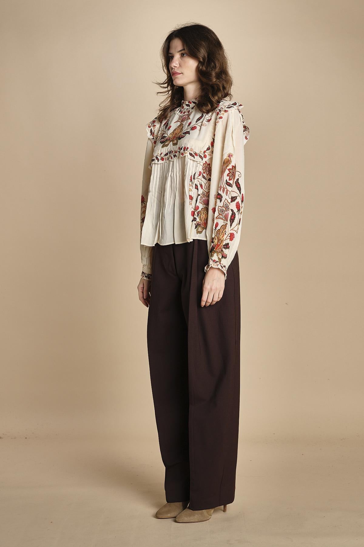 camicia con inserti in pizzo BERRY GARDEN 339854 CREAM farm rio 