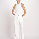pantalone dritto in lino ERICA STRUCTURELINEN IVORY true avenue 