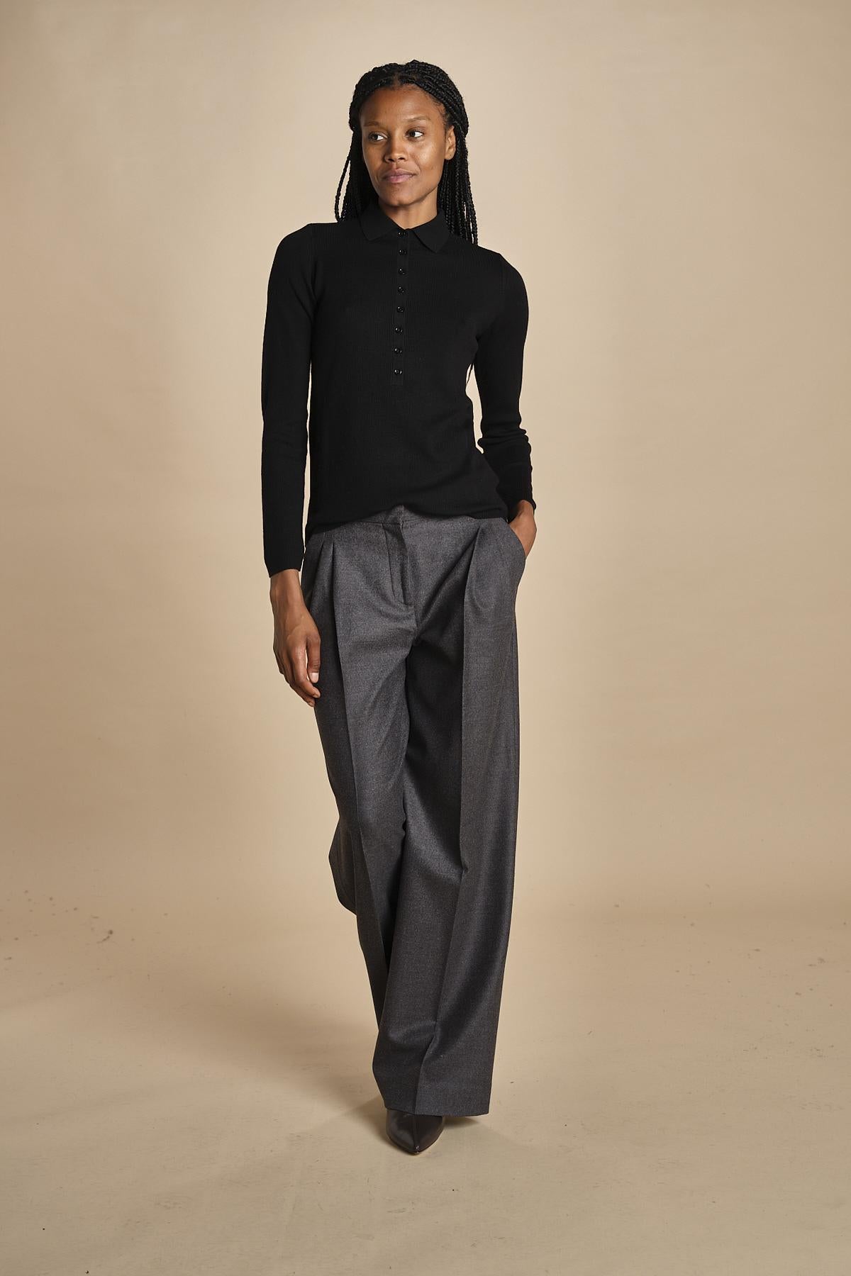 polo a costine in lana merino MIL LAU3 E14035 NERO milaura 