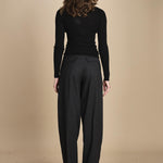 girocollo a costine manica luna in lana merino LAU30 E14035 NERO milaura 