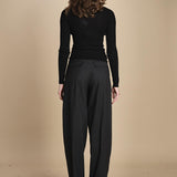girocollo a costine manica luna in lana merino LAU30 E14035 NERO milaura 