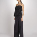 pantalone con pinces in popeline B043-0187-9000 NERO n21 
