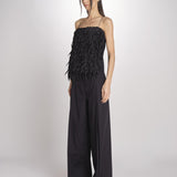 pantalone con pinces in popeline B043-0187-9000 NERO n21 