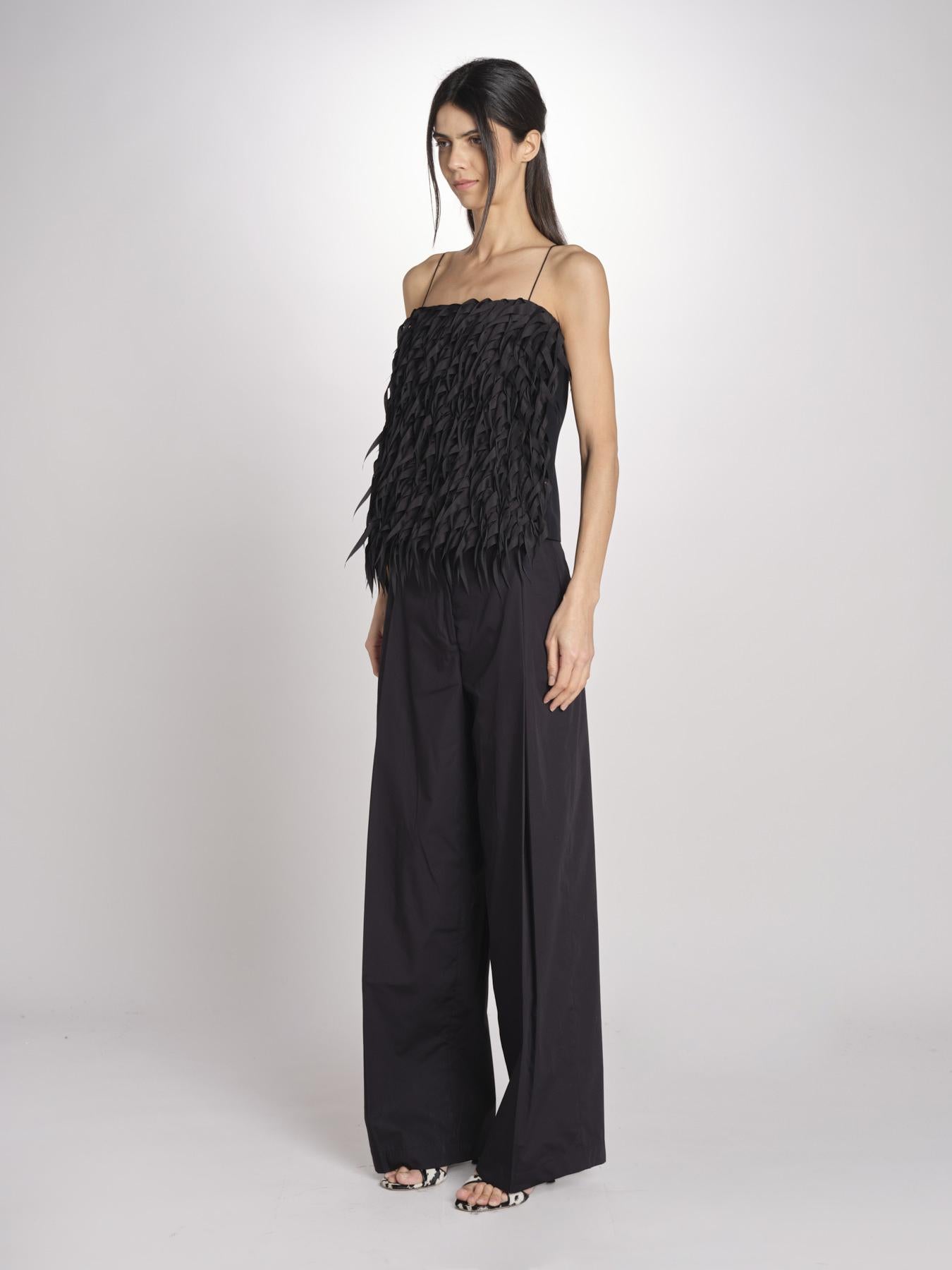 pantalone con pinces in popeline B043-0187-9000 NERO n21 