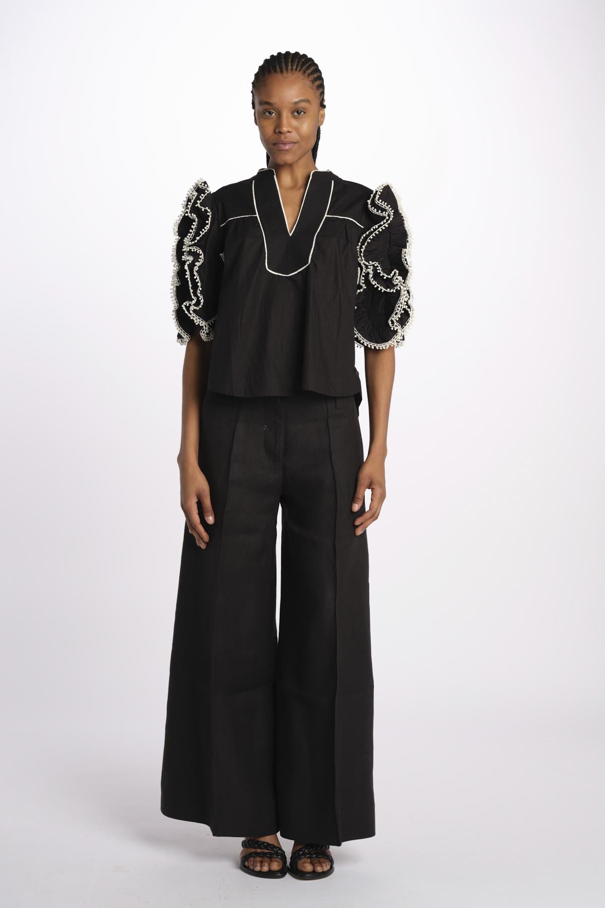 Top ROSE  con rouches ROSE TOP 1725 BLACK scarlett poppies 