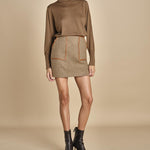 gonna con bordo in pelle ANDINE TAUPE malina 