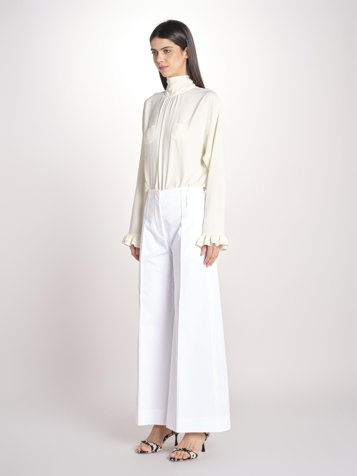 pantalone largo con nervature ORIANA 540 54 14 BIANCO quelledue 
