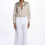 Pantalone MELODY D cropped cotone tinto capo MELODYD408801 14 quelledue 