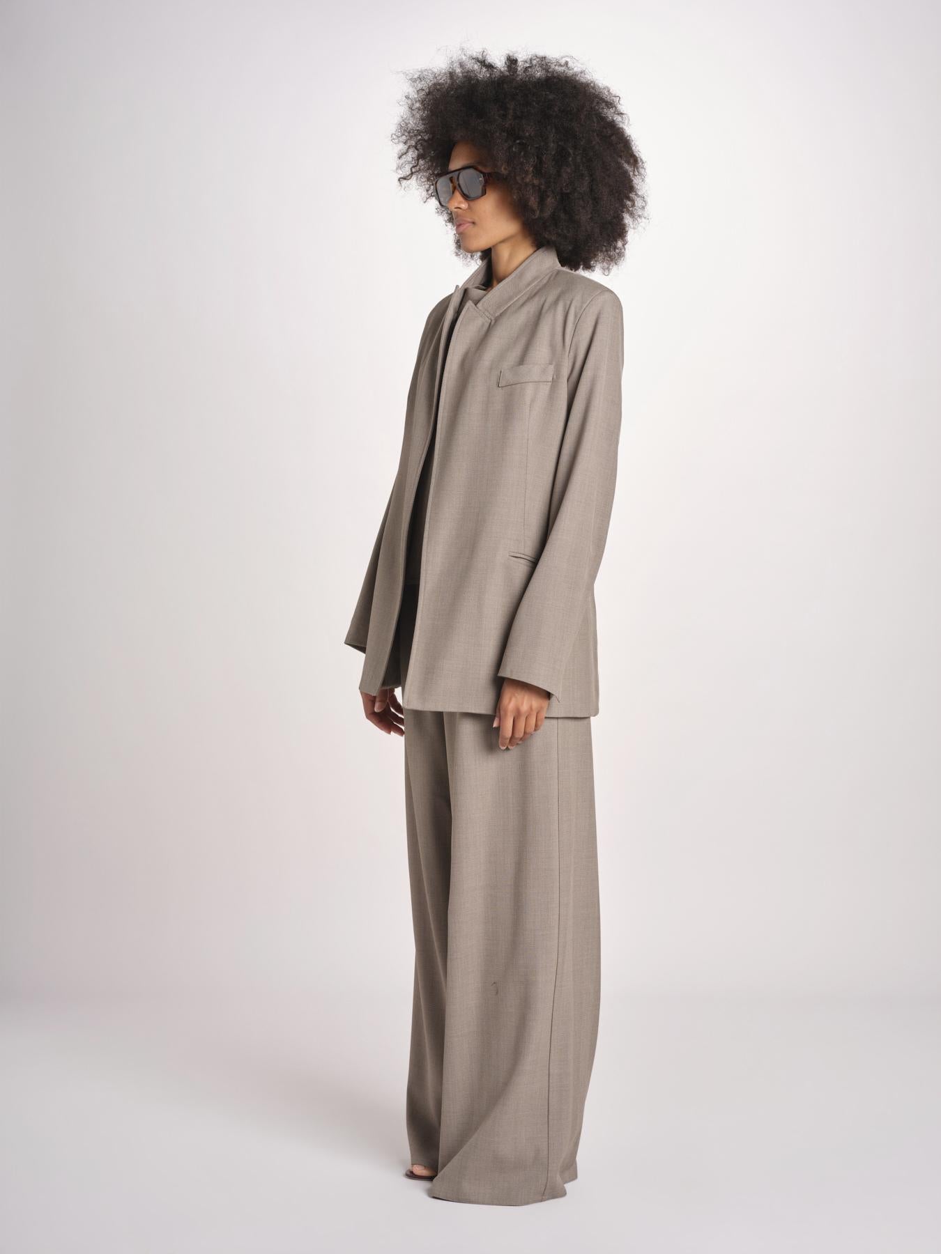 blazer senza bottoni in tessuto diagonale U3043V TORTORA dusan 