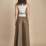 pantalone over con nervature in occhio di pernice ORIANA 540932 19 quelledue 