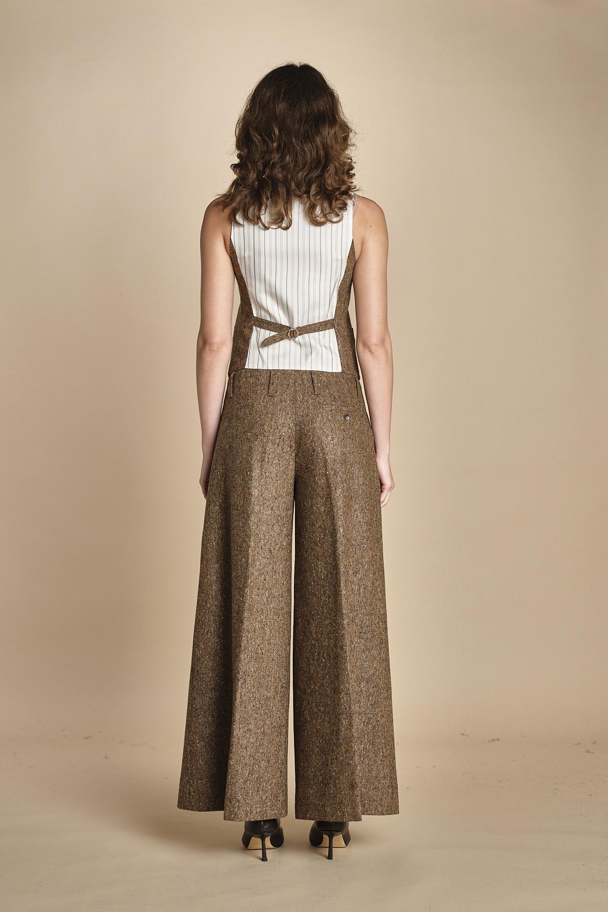 pantalone over con nervature in occhio di pernice ORIANA 540932 19 quelledue 