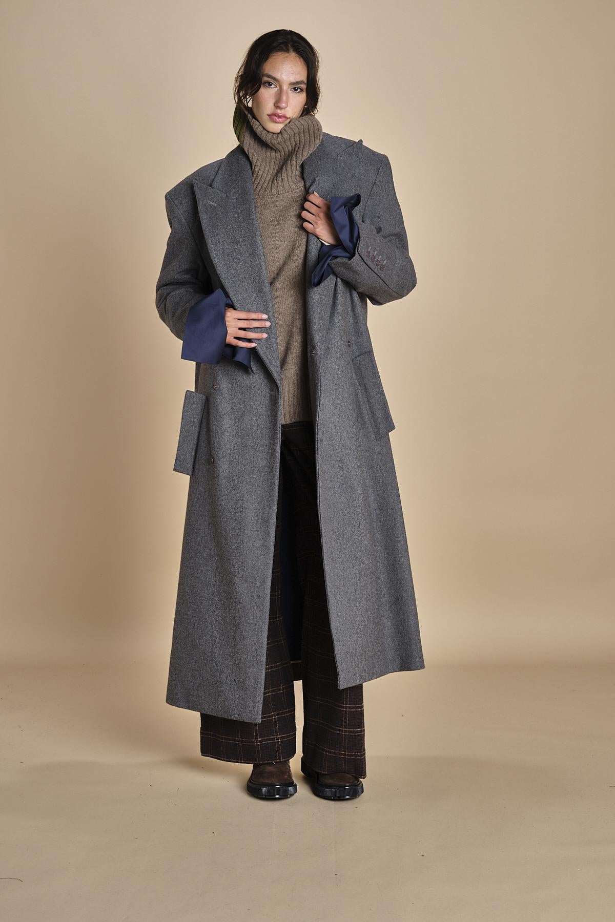 OLLY COAT cappotto doppiopetto in flanella over MJD517_A60003 1002 GREY jejia 
