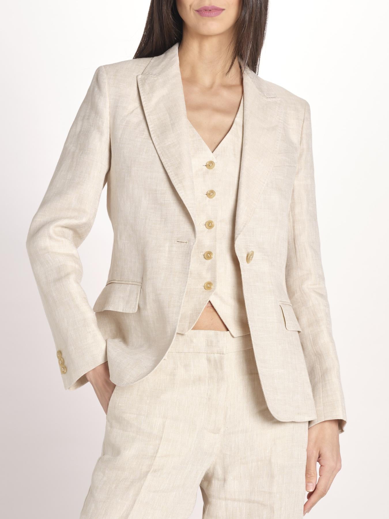 giacca in lino ad un bottone NALUT 2615041072600 023 ECRU weekend maxmara 