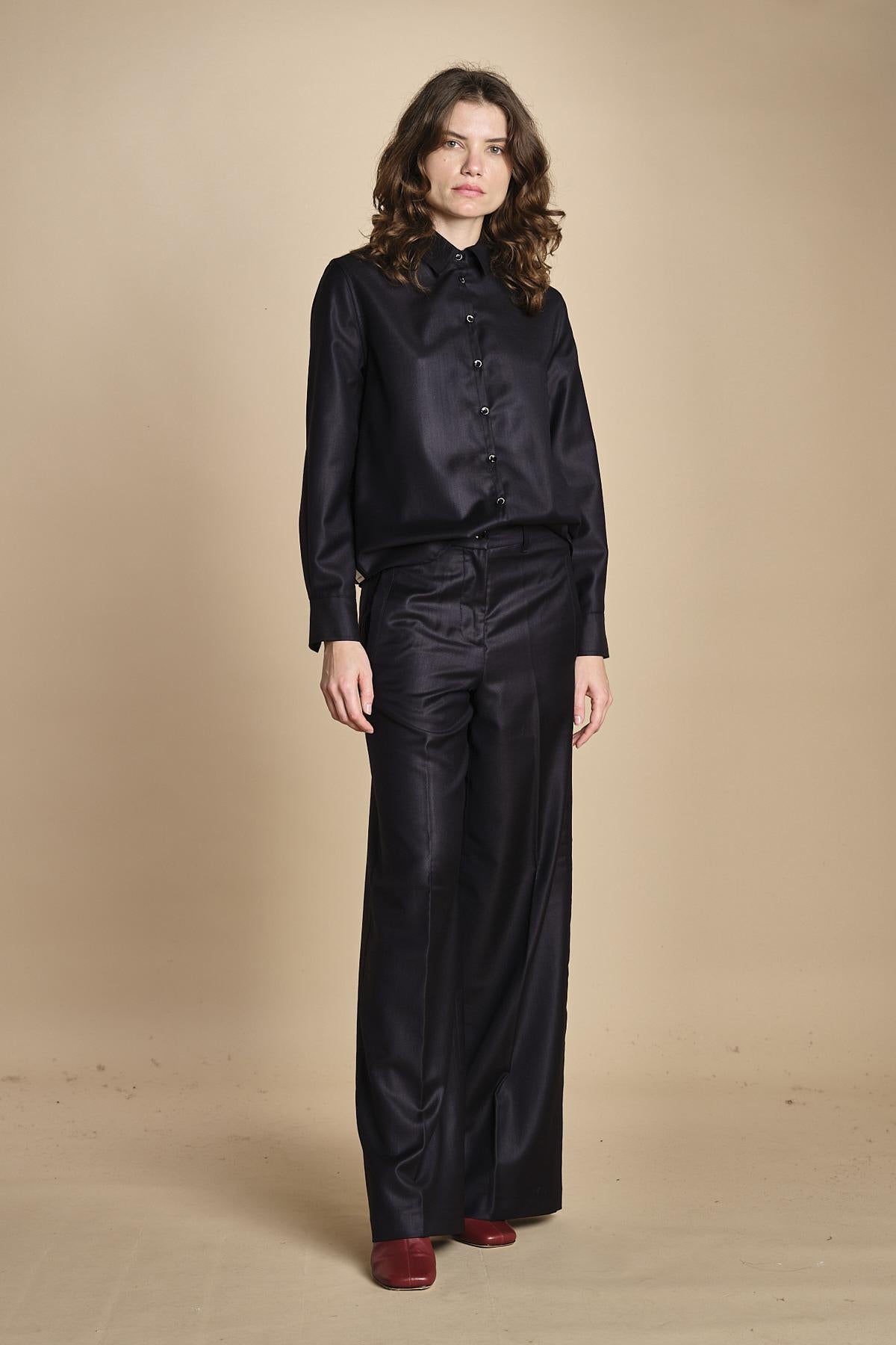 camicia collo lana e seta. ALASKA ALK03 NAVY nine in the morning 