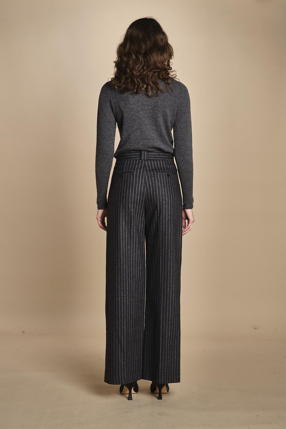pantalone gessato 15P008CO191 P092 GREY ines de la fressange 