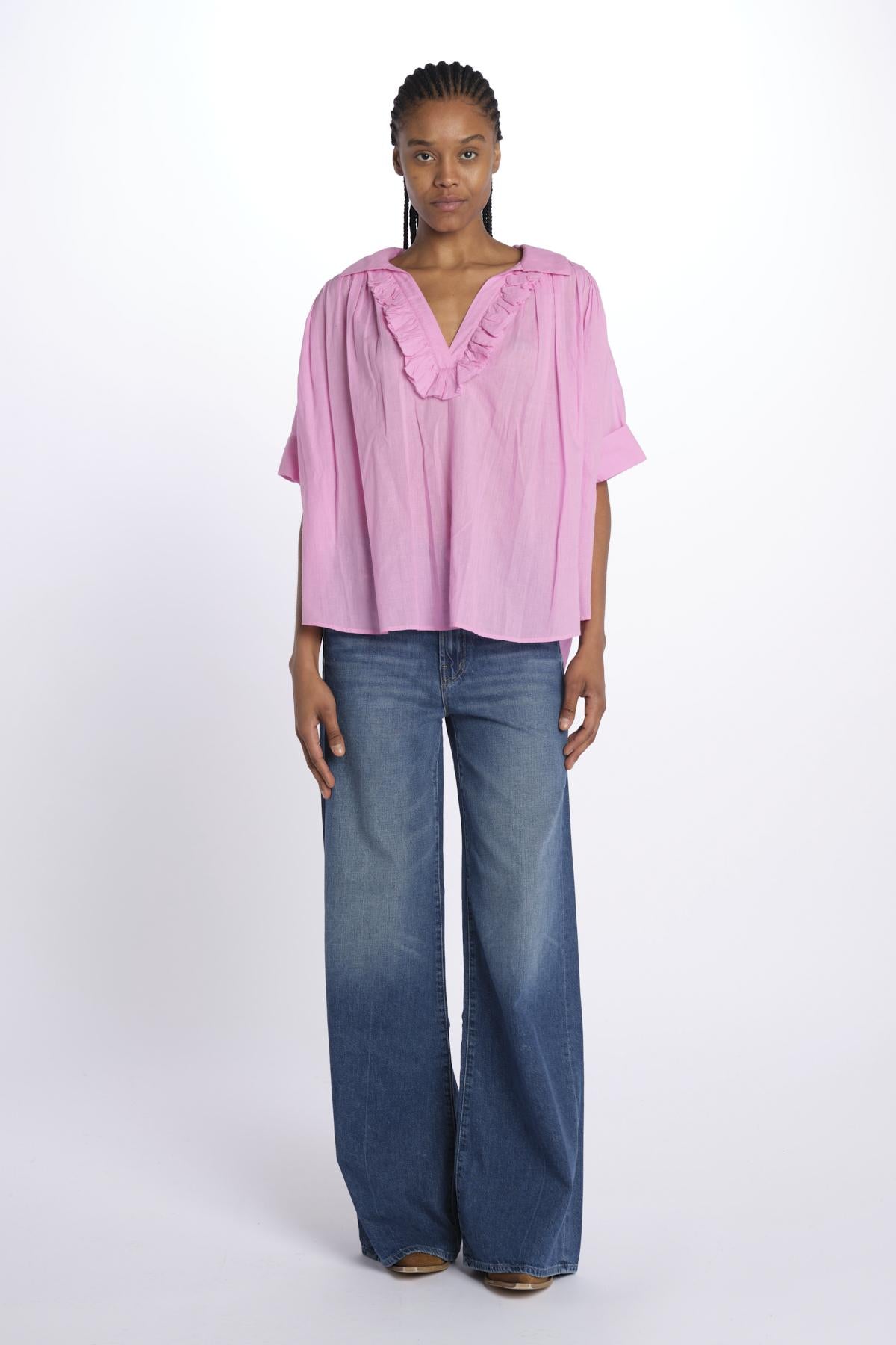 Camicia DIDI over voile con rouches DIDI FLUOPINK laurence bras 