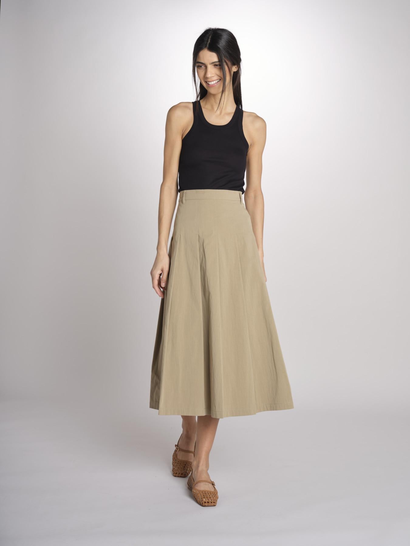 Gonna midi con pannelli a pieghe davanti DORME 2615101111600 002 NOCCIOLA weekend maxmara 