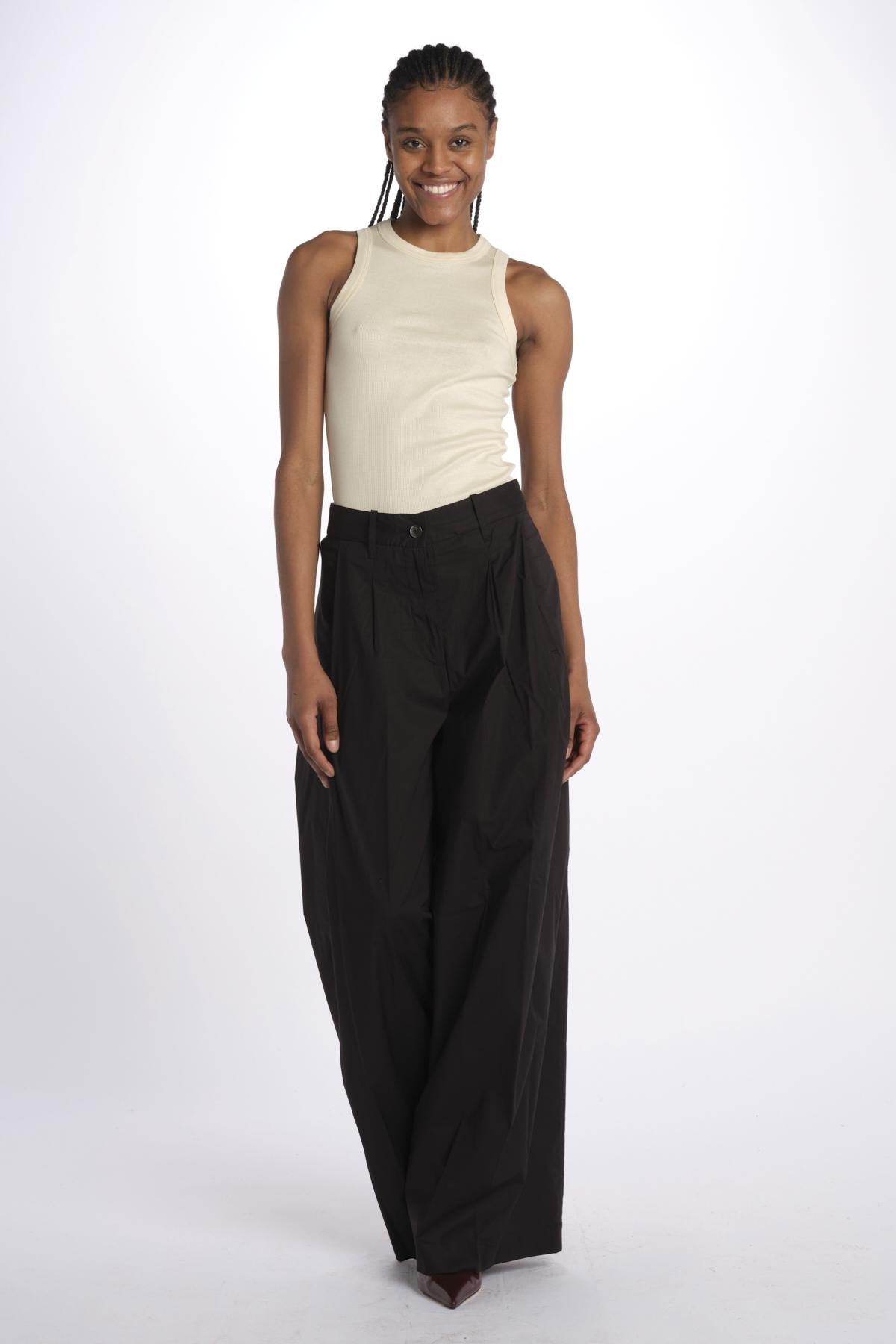 Pant PETRA 2 pinces popeline PETRA PE66 NERO nine in the morning 