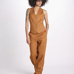 gilet in lino 16V528LI011 P632 CHESTNUT ines de la fressange 